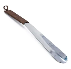 15" Stainless Steel Shoehorn with Paracord Handle Color Dark Brown