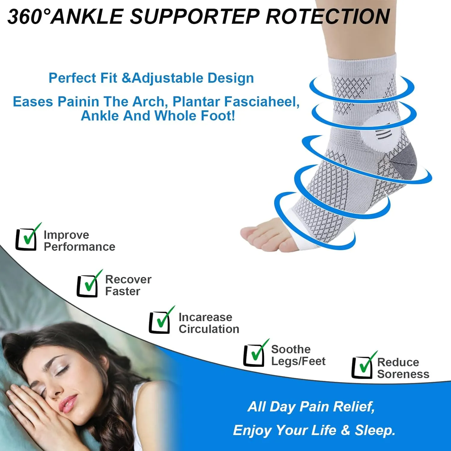 3 Pairs Neuropathy Socks for Women & Men,Nano Comprex Ankle Sleeves Protection Elastic Socks,Soothe Socks for Neuropathy Pain,Anti Fatigue Compression Foot Sleeve Brace Socks