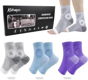 3 Pairs Neuropathy Socks for Women & Men,Nano Comprex Ankle Sleeves Protection Elastic Socks,Soothe Socks for Neuropathy Pain,Anti Fatigue Compression Foot Sleeve Brace Socks