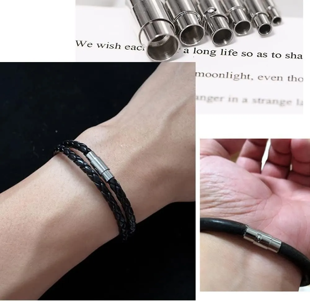30 PCS Magnetic Clasps for Jewelry, Leather Cord End Caps Magnetic Locking Clasps and Closures, Jewelry Making Supplies for Leather Bracelet, Kumihimo (5 MM / 0.2 in)