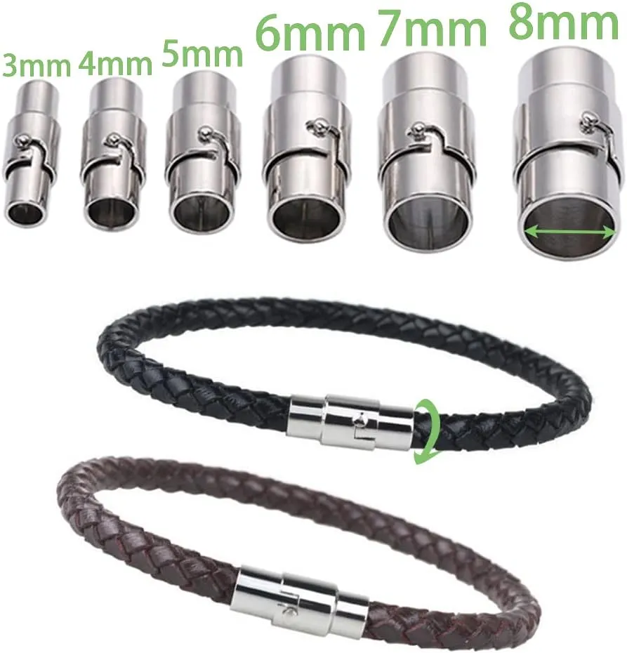 30 PCS Magnetic Clasps for Jewelry, Leather Cord End Caps Magnetic Locking Clasps and Closures, Jewelry Making Supplies for Leather Bracelet, Kumihimo (5 MM / 0.2 in)