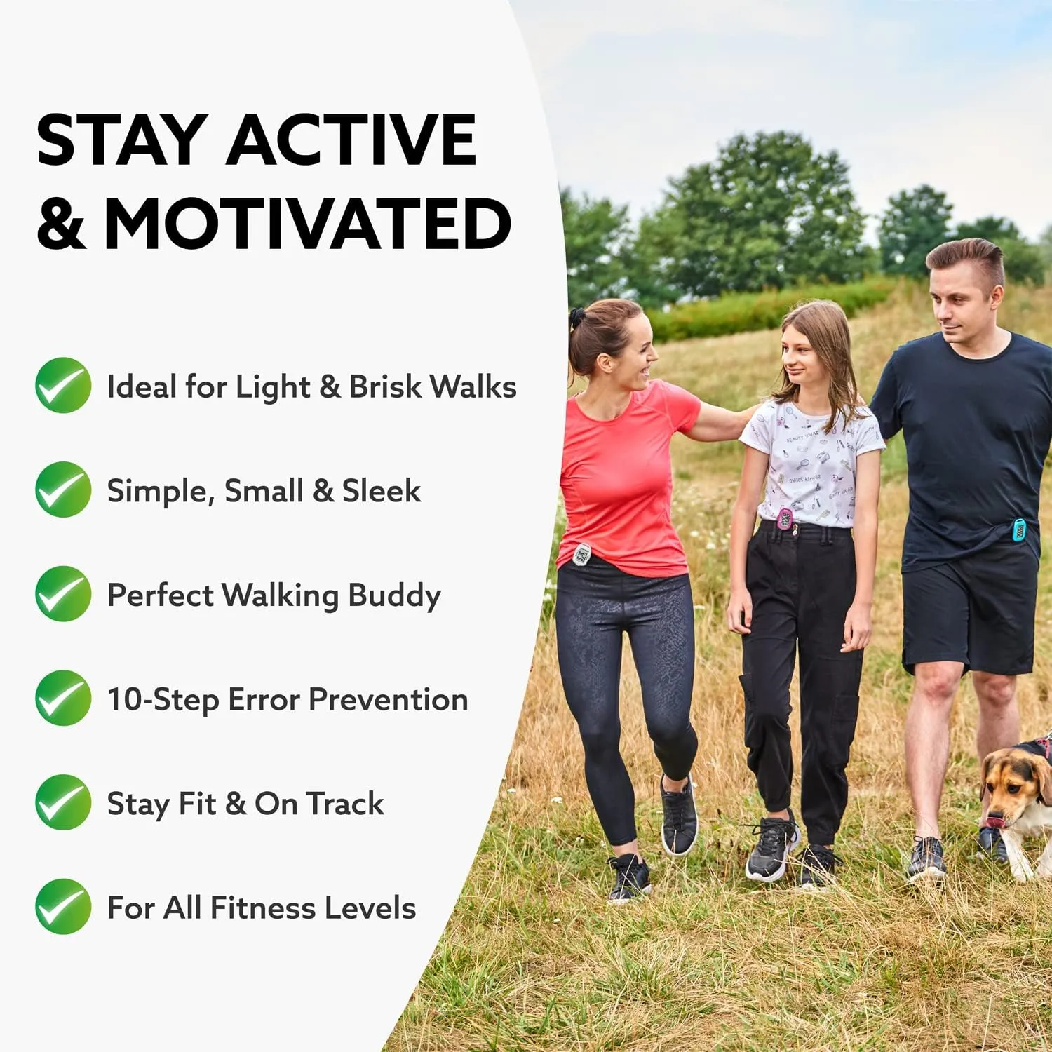 3DFitBud Simple Step Counter Walking 3D Pedometer from 3DActive with Clip & Lanyard - A420S