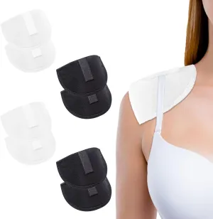 4 Pairs Shoulder Pads Self Adhesive Sponge Shoulder Pads Non Slip Shoulder Protectors Soft Covered Sewing Foam Pads for Blazer Clothes (Black&White)