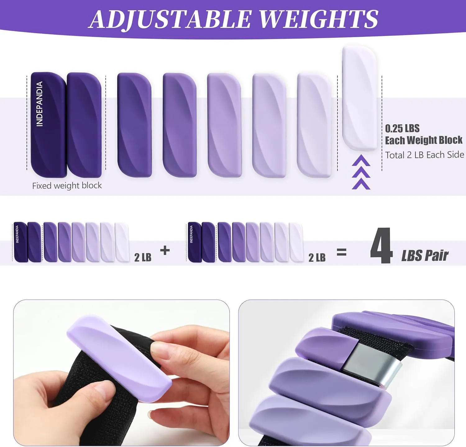 Ankle Wrist Weights for Women Men at Home Set of 2 (1 Lb Each) Adjustable Silicone Hand Leg Weights Wearable Pilates Ankle Weights for Yoga Dance Gym Workout Walking Running