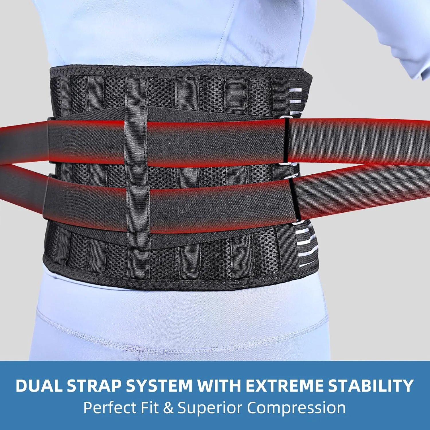 Back Brace for Lower Back Pain Relief, Adjustable Lumbar Support Brace for Men and Women, Breathable Back Support Belt With Removable Pad for Sciatica, Herniated Disc, Scoliosis - L