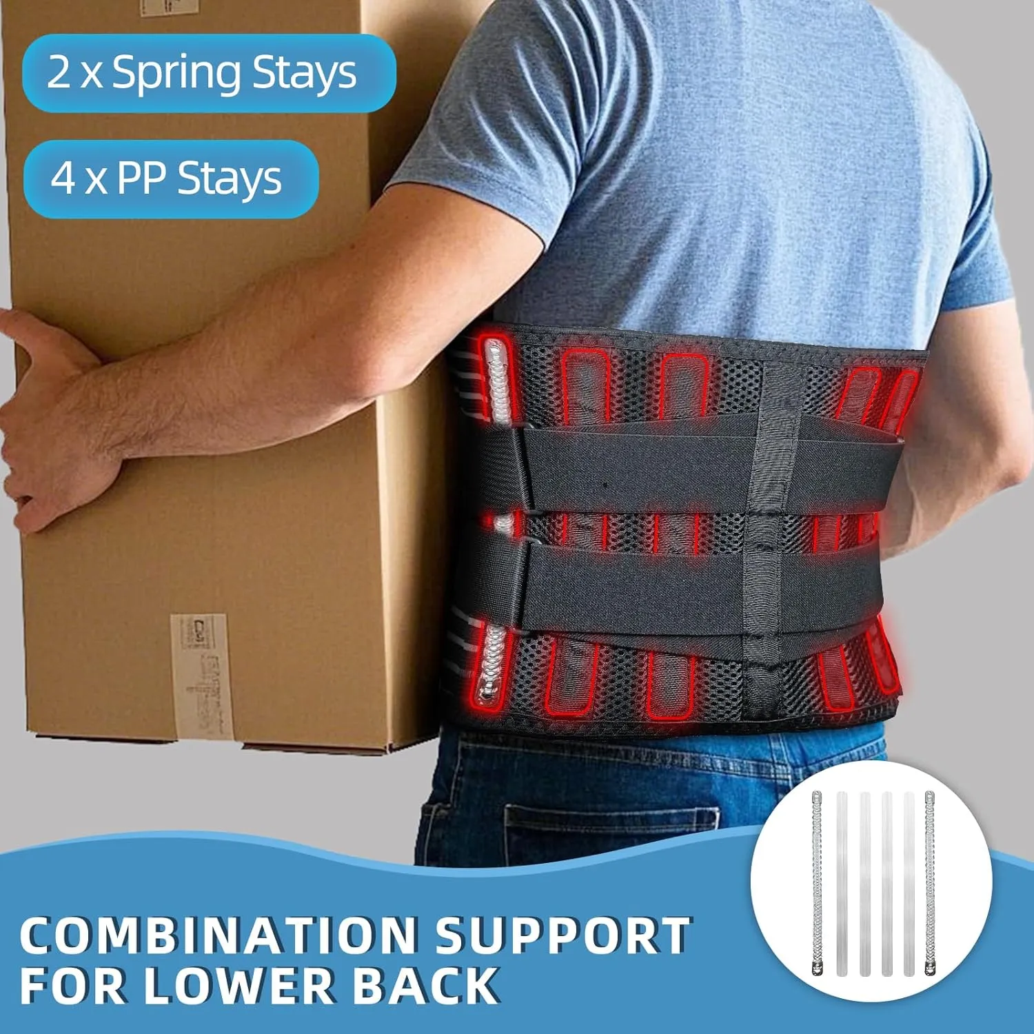 Back Brace for Lower Back Pain Relief, Adjustable Lumbar Support Brace for Men and Women, Breathable Back Support Belt With Removable Pad for Sciatica, Herniated Disc, Scoliosis - L