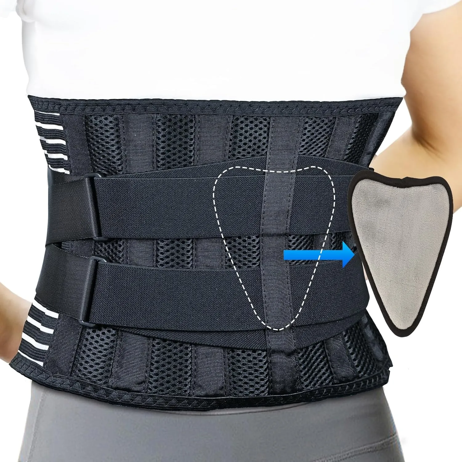 Back Brace for Lower Back Pain Relief, Adjustable Lumbar Support Brace for Men and Women, Breathable Back Support Belt With Removable Pad for Sciatica, Herniated Disc, Scoliosis - L