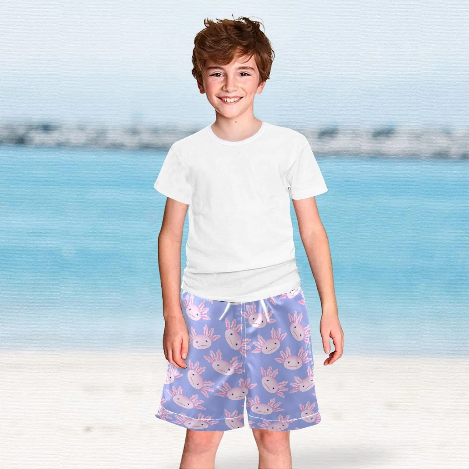 Boy Swim Trunks Quick Dry Swimsuit Bathing Suits Beach Board Shorts with Mesh Lining 8-16Years
