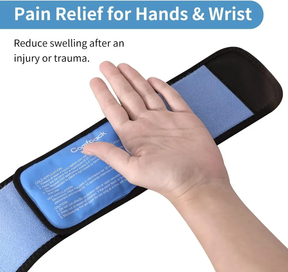Cold Therapy Wrap with 2 Packs for Pain Relief, Reusable Gel Ice Packs for Foot Plantar, Wrist, Ankle, Great for Sprains, Muscle Pain, Bruises, Injuries
