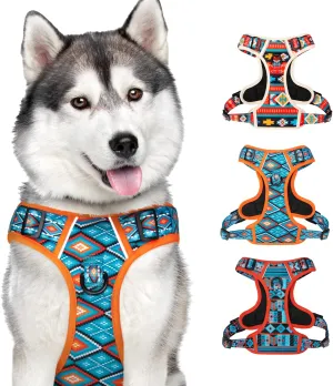 CollarDirect No Pull Reflective Dog Harness with Handle and Front Clip, Adjustible Soft Padded Vest for Small to Large Dogs Training and Walk (Size XL, Pattern PT3)