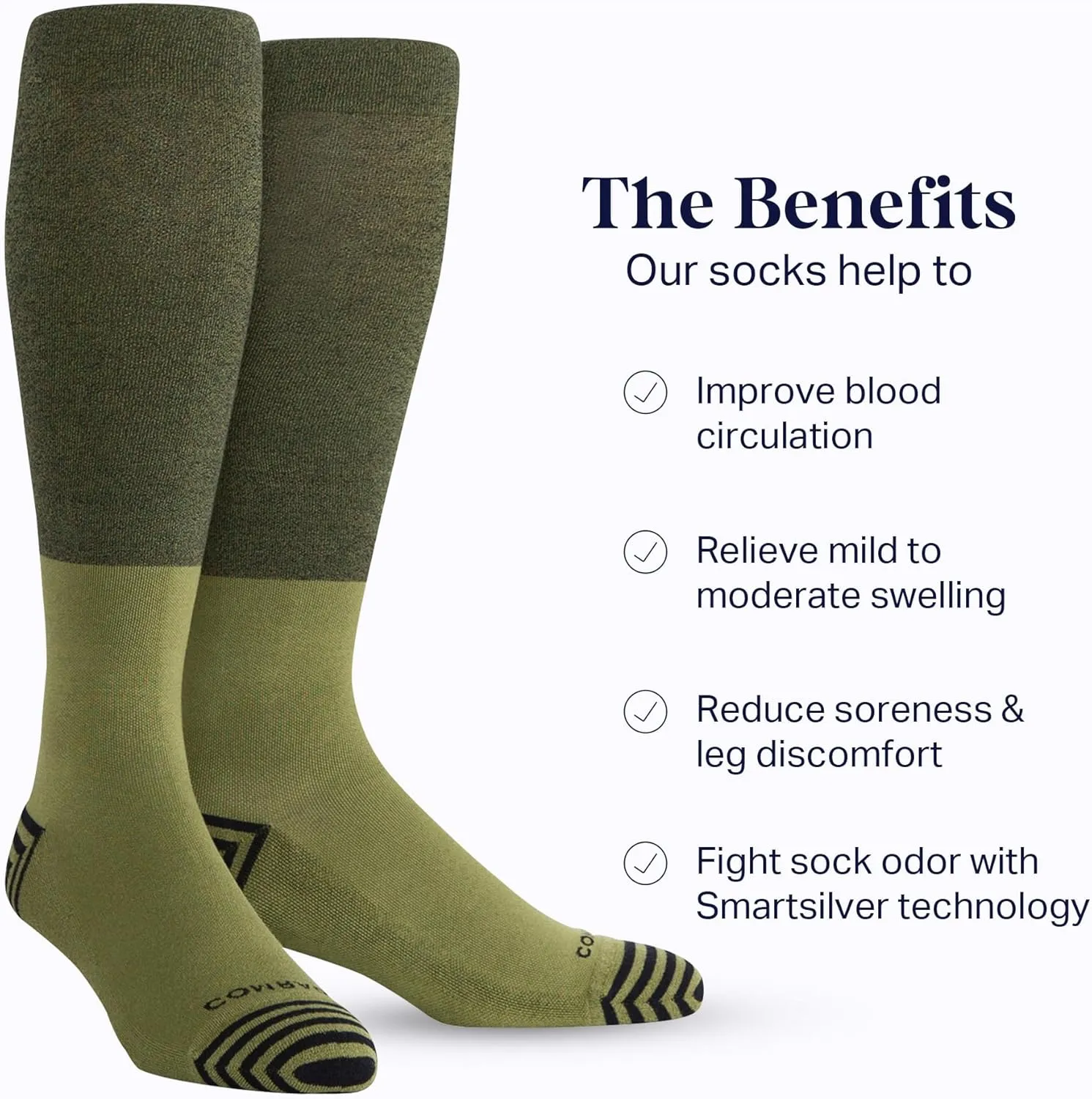 Comrad CloudCotton Knee High Socks, 15-20mmHg Graduated Compression Combed Cotton Support for Men, Women, Home, Work & Travel