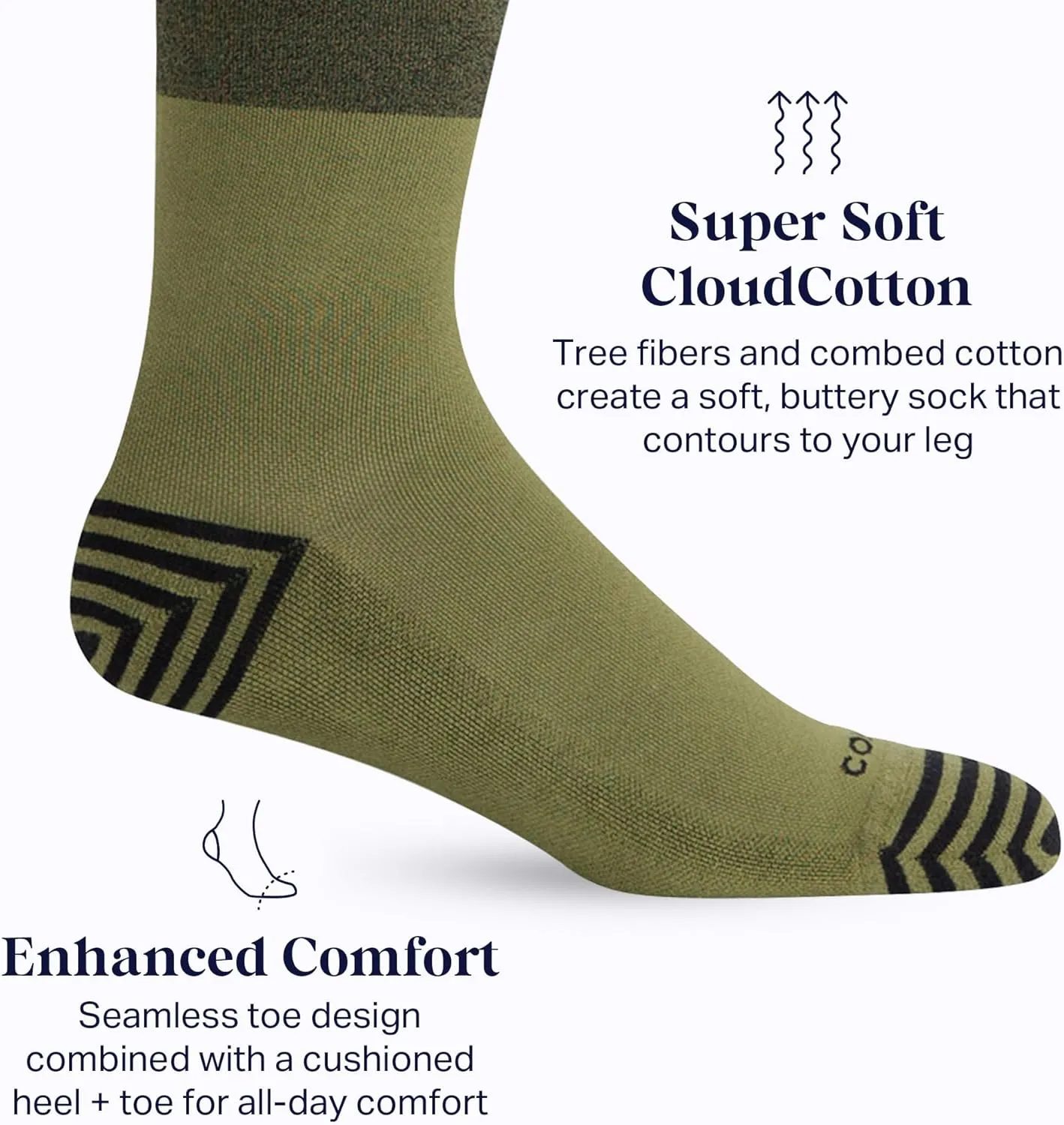 Comrad CloudCotton Knee High Socks, 15-20mmHg Graduated Compression Combed Cotton Support for Men, Women, Home, Work & Travel