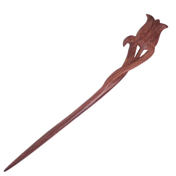 CrystalMood Handmade Carved Wood Hair Stick Tulip