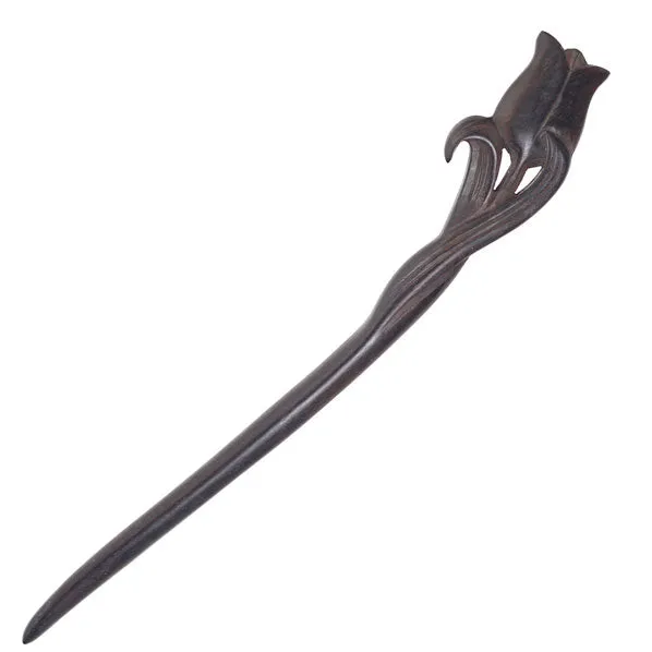 CrystalMood Handmade Carved Wood Hair Stick Tulip