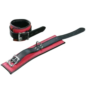 Cuff Wrist - Leather Softy Padded Handcuff - Red with Black Strap