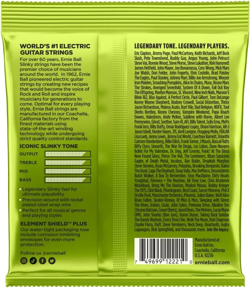 Ernie Ball Regular Slinky Nickel Wound Electric Guitar Strings, 10-46 Gauge (P02221)