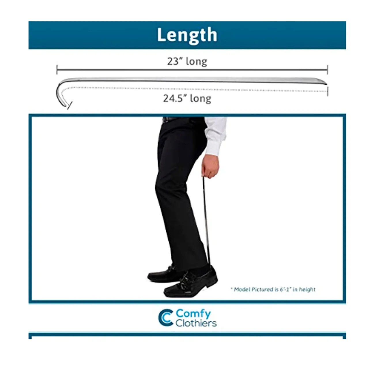 Extra Long Metal Shoe Horn - 23 inch Heavy Duty Stainless Steel Shoehorn by Comfy Clothiers