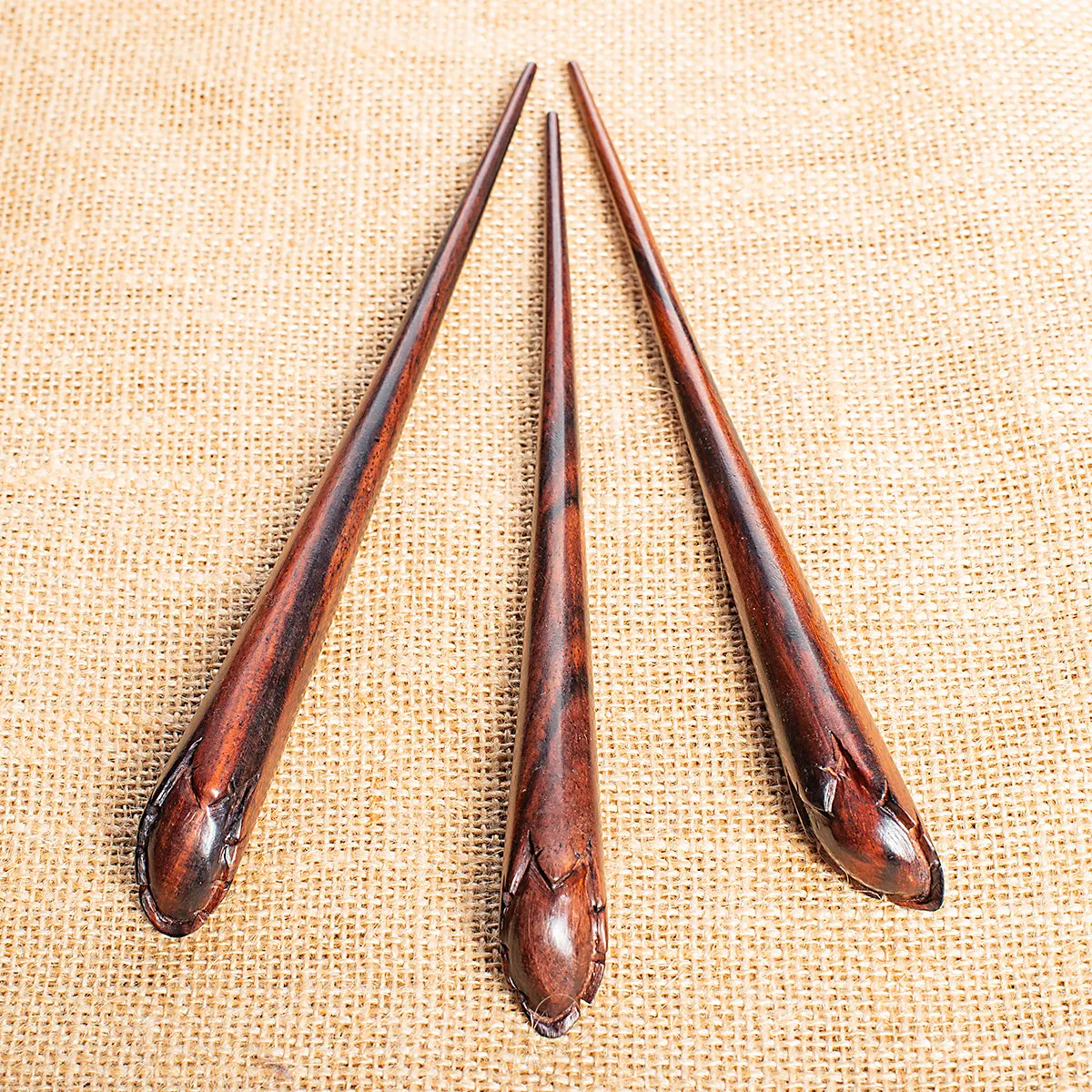 Flower Bud Wooden Hair Stick