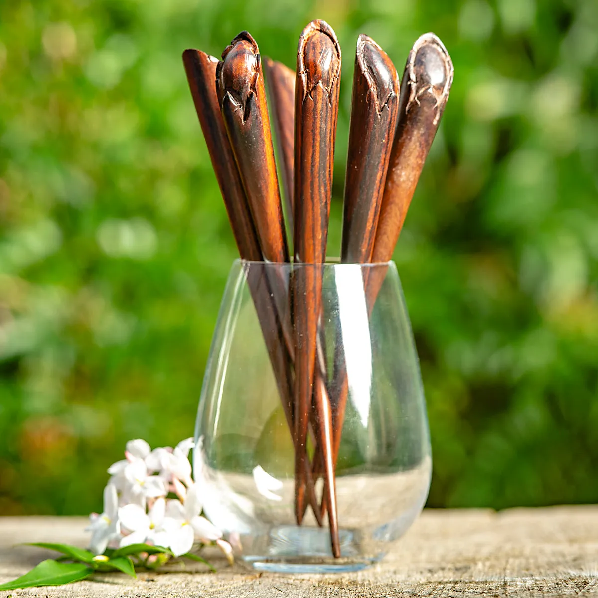 Flower Bud Wooden Hair Stick
