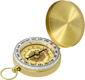 Golden Antique Brass Compass Keychain - Waterproof Pocket Compass for Kids, Perfect Survival Tool & Gift for Boy Scouts with Vintage Golden Compass Design