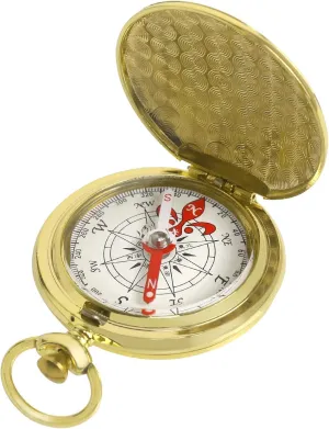 Golden Antique Brass Compass Keychain - Waterproof Pocket Compass for Kids, Perfect Survival Tool & Gift for Boy Scouts with Vintage Golden Compass Design