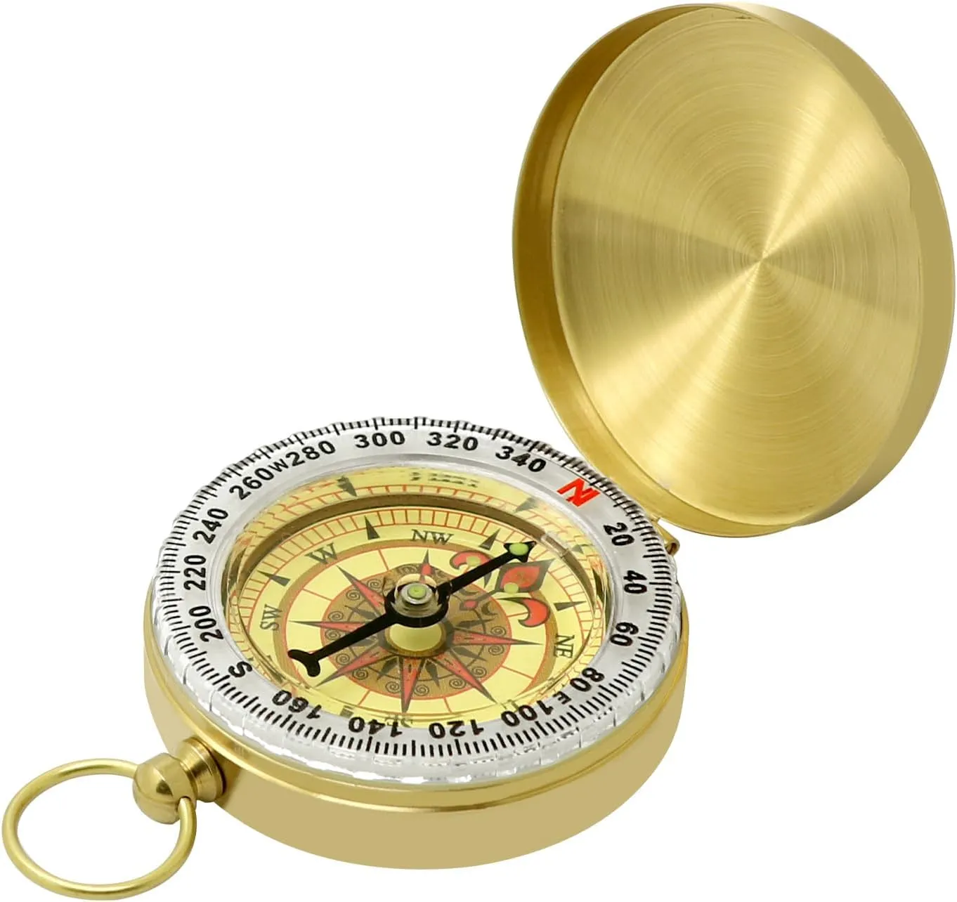Golden Antique Brass Compass Keychain - Waterproof Pocket Compass for Kids, Perfect Survival Tool & Gift for Boy Scouts with Vintage Golden Compass Design