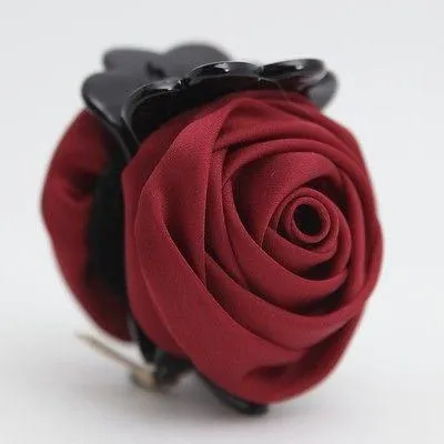 handmade satin mini rose jaw claw clip