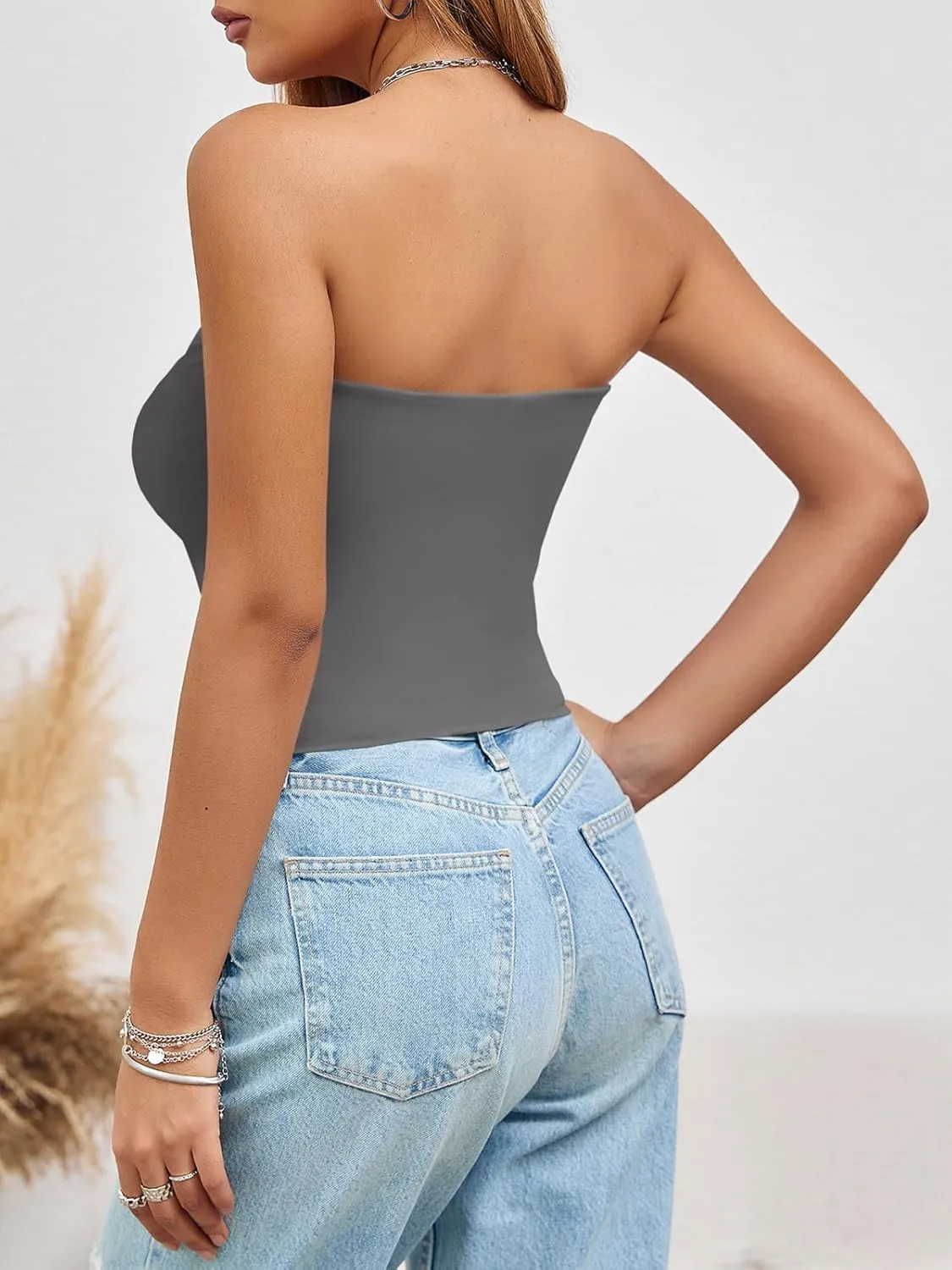 Imily Bela Womens Summer Tube Tops Strapless No Pad Clubwear Y2K Going Out Stretchy Basic Casual Cami Tops