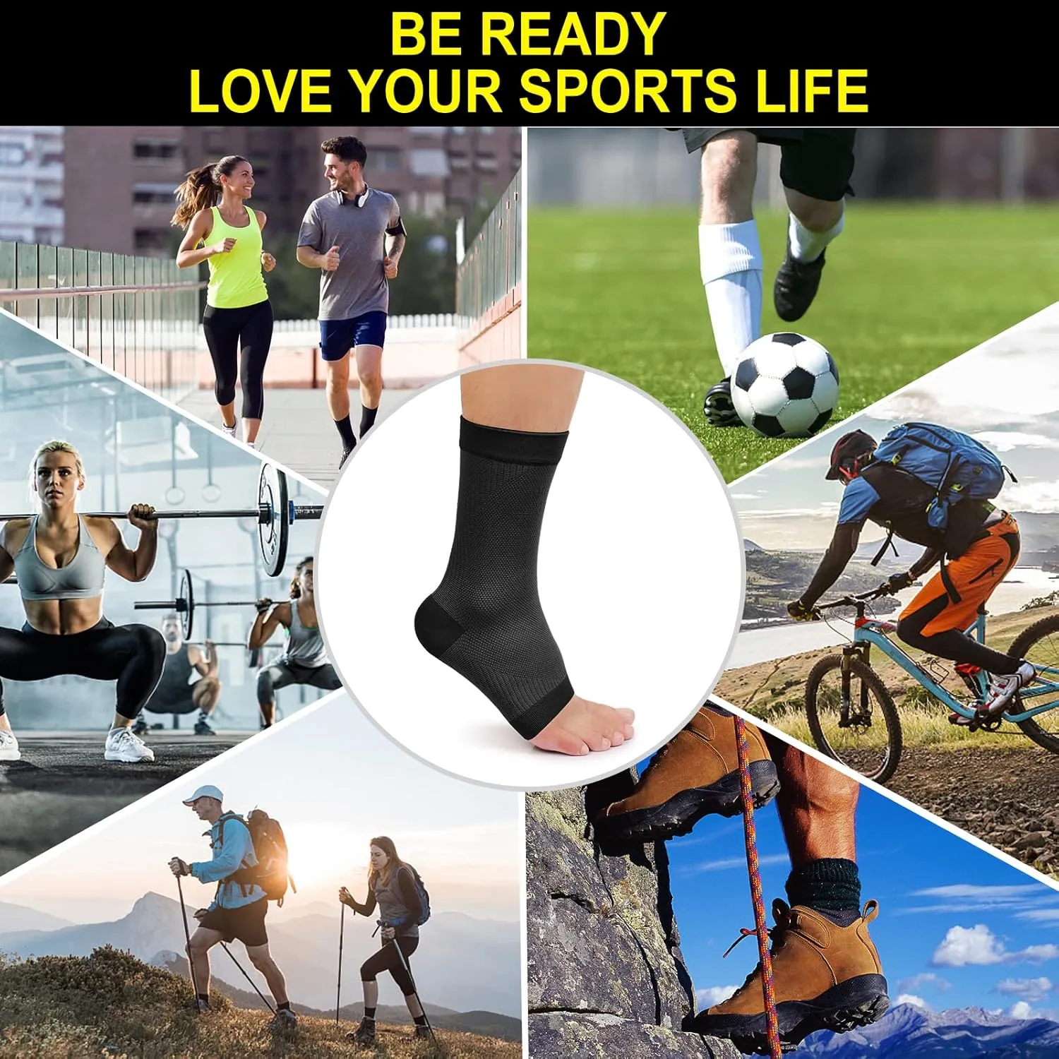 KEKING Ankle Brace Compression Support Sleeve for Women & Men, Medical Ankle Compression Socks for Plantar Fasciitis, Foot & Ankle Swelling, Achilles Tendon Support, Arch Support, 1 Pair of Black M