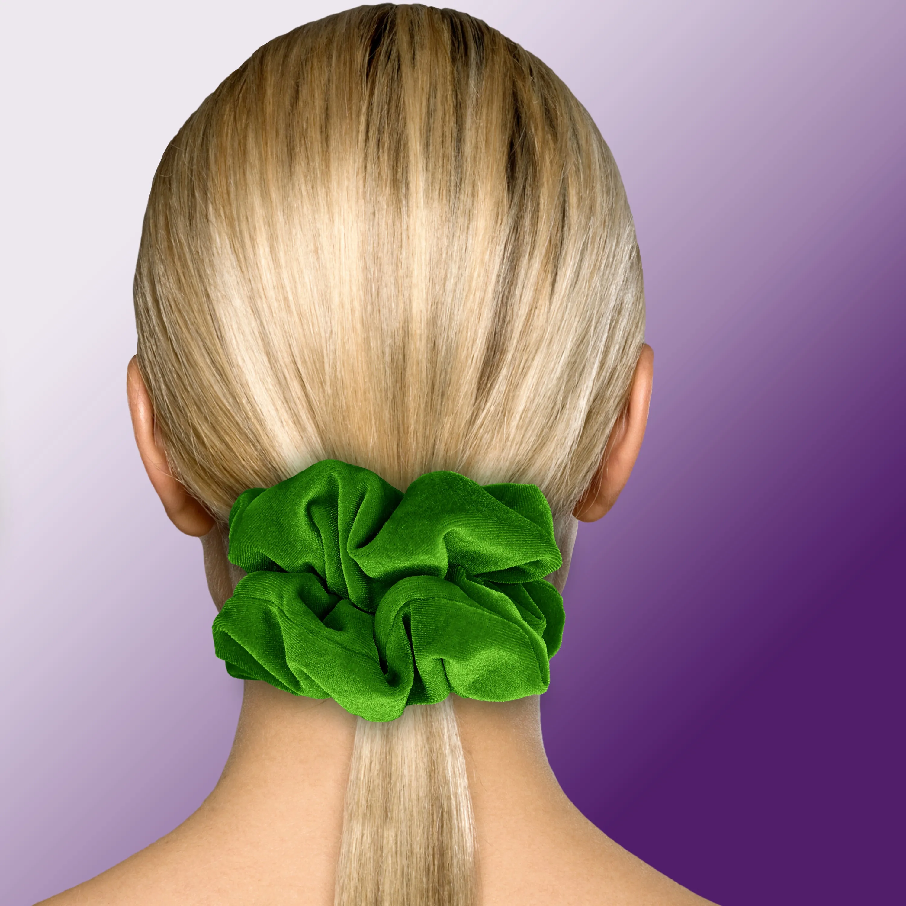 KING SIZE Velvet Scrunchies XXL Oversized Ponytail Holder Made in the USA Green Dark