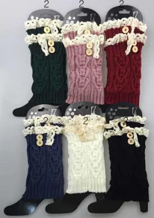 knitted lace trim boot topper leg warmers Case of 12