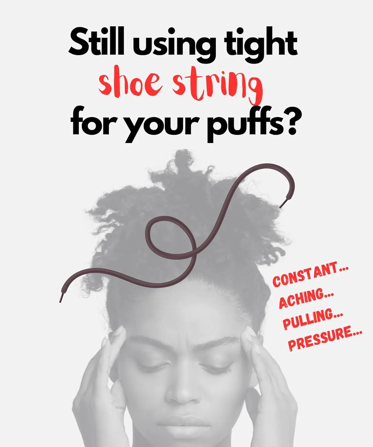 Large Hair Band for Thick, Curly, Natural Hair - Cushioned No Damage Hair Ties Ideal For Braids, Pineapple Hair - Afro Puff Ponytail Holder - Adjustable, Extra Stretchy (Black 2Pk)