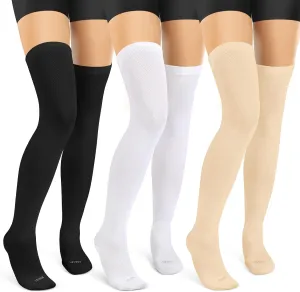 LEVSOX Thigh High Compression Socks for Women 15-20 mmHg Over the Knee Compression Stockings for Men 3 Pair