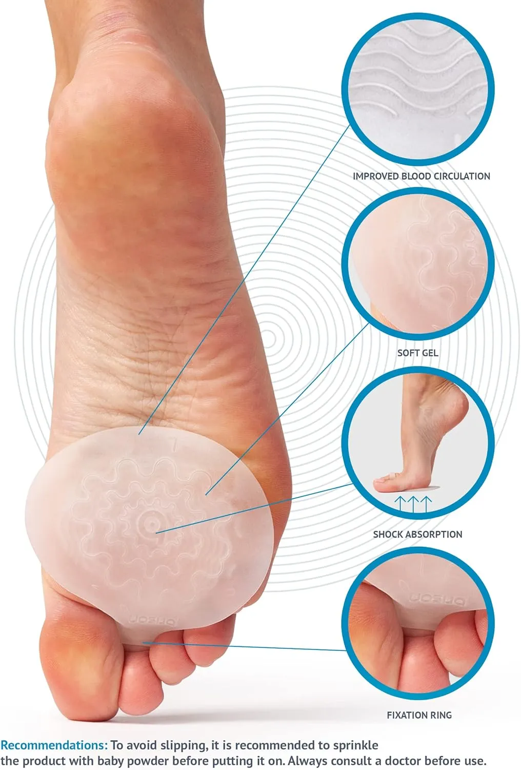 Metatarsal Pads Ball of Foot Cushions - Metatarsal Pads for Women and Men - Soft Gel Foot Pads Metatarsal Foot Forefoot Cushioning Foot Pain Relief - 2 Pairs