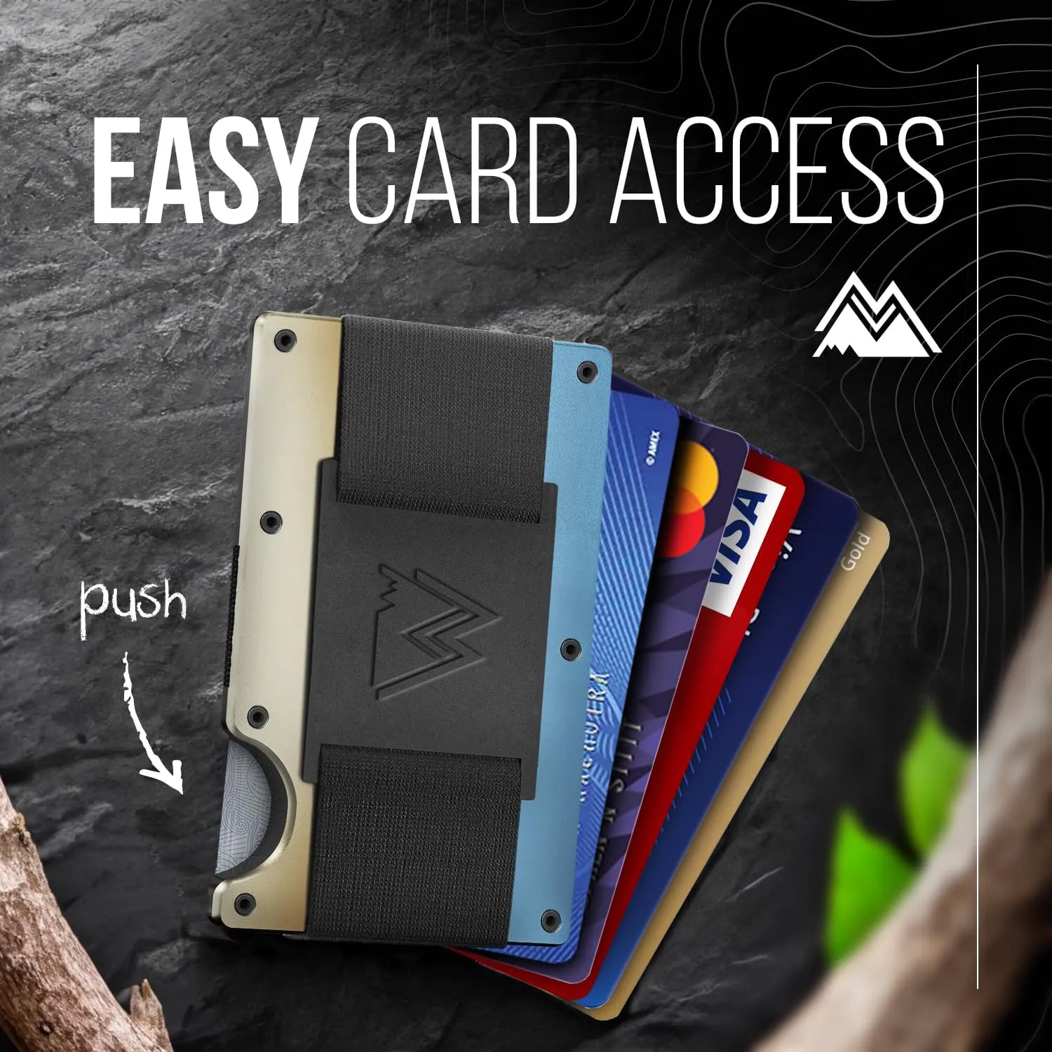 Mountain Voyage Co Minimalist Cash Strap - Slim RFID Blocking Wallet for Men & Women - Scratch Resistant, Credit Card Holder, Easily Removable Money & Cards, Aluminium Wallet (Forged Aluminum)