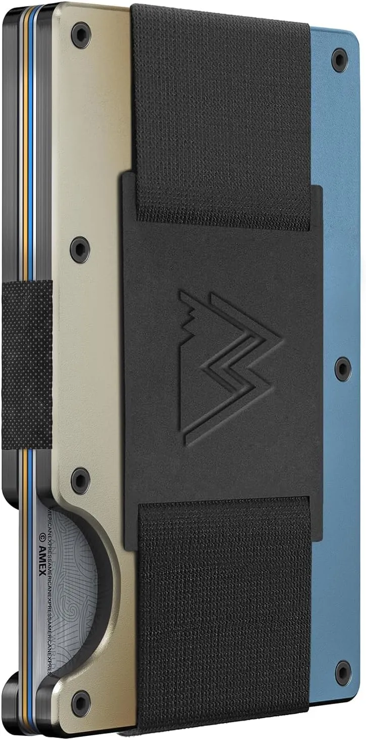 Mountain Voyage Co Minimalist Cash Strap - Slim RFID Blocking Wallet for Men & Women - Scratch Resistant, Credit Card Holder, Easily Removable Money & Cards, Aluminium Wallet (Forged Aluminum)