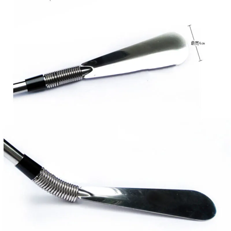 One-pcs 58cm Long Handle Metal Silver Color Shoe Horn