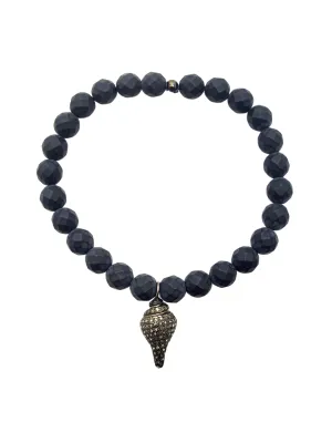 Onyx & Diamond Shell Charm Bracelet
