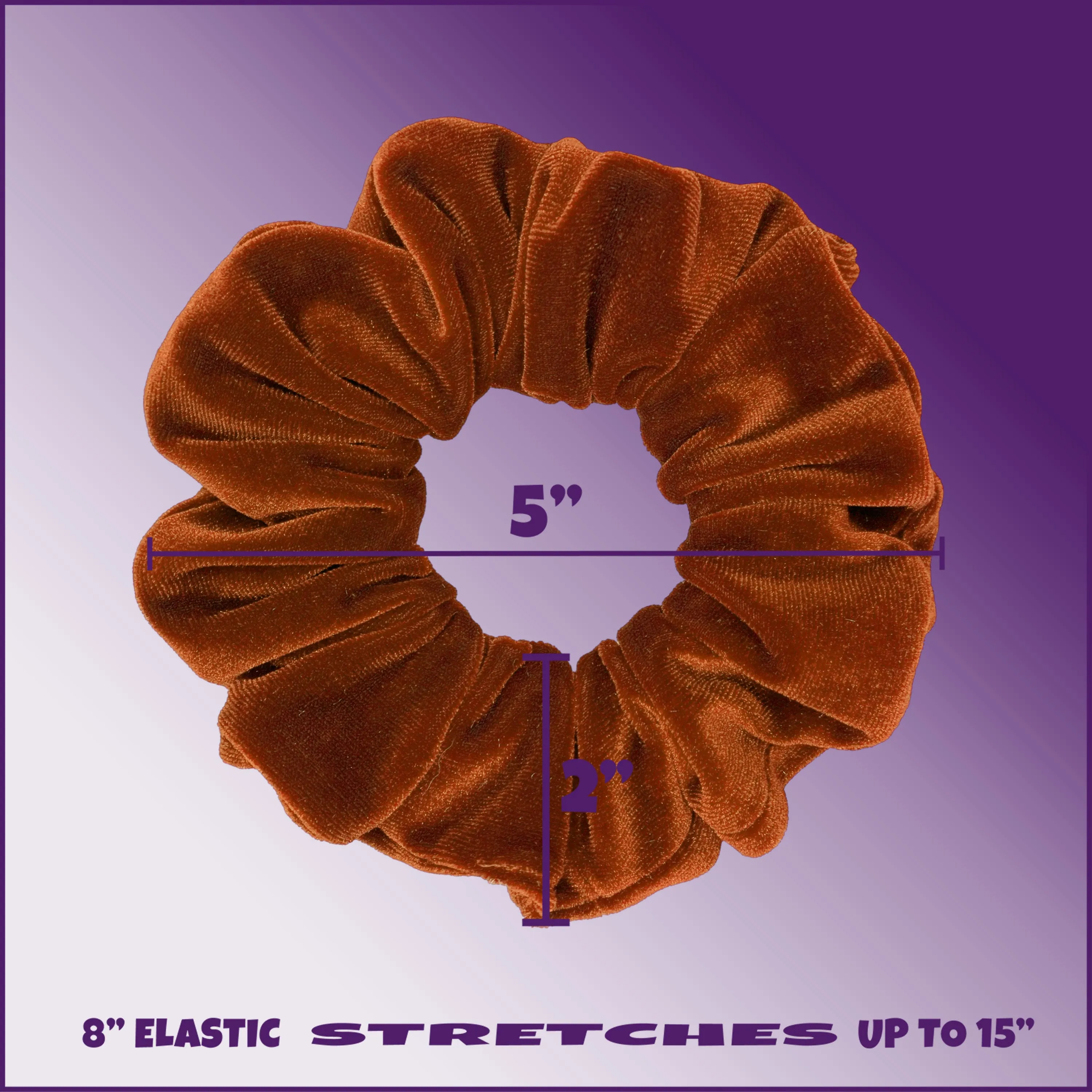 Plush Velvet Scrunchie Available in 3 Sizes Made in the USA Burnt Orange