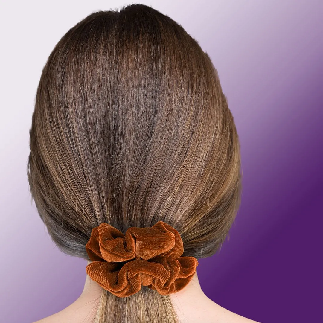 Plush Velvet Scrunchie Available in 3 Sizes Made in the USA Burnt Orange