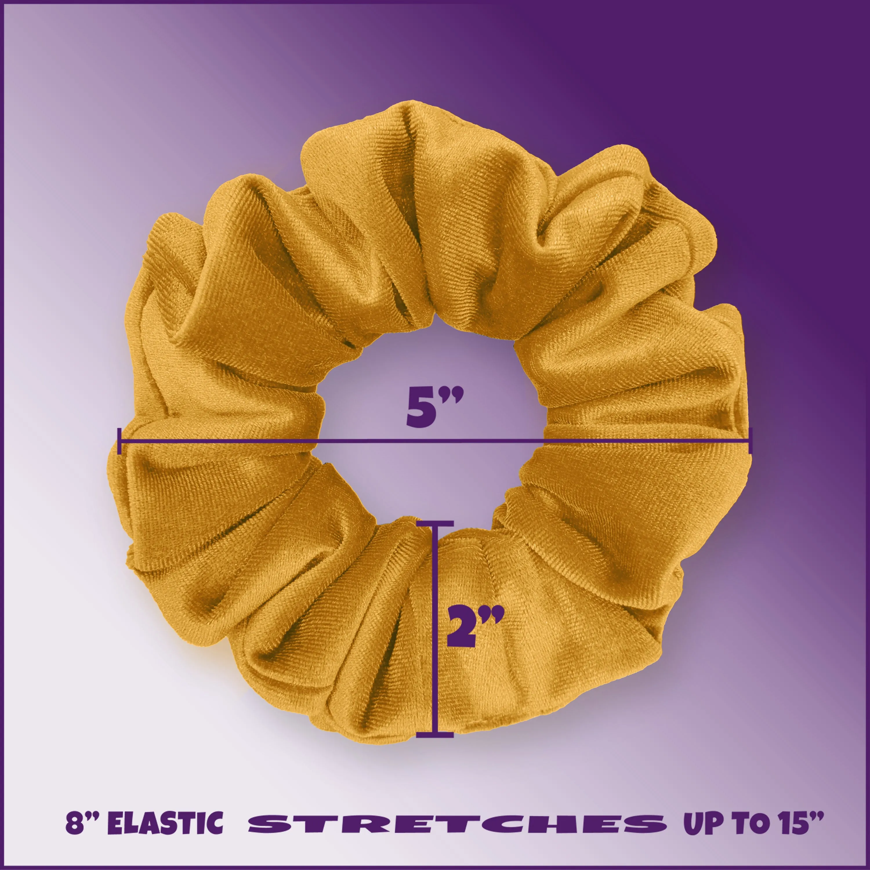 Plush Velvet Scrunchie Available in 3 Sizes Made in the USA Gold