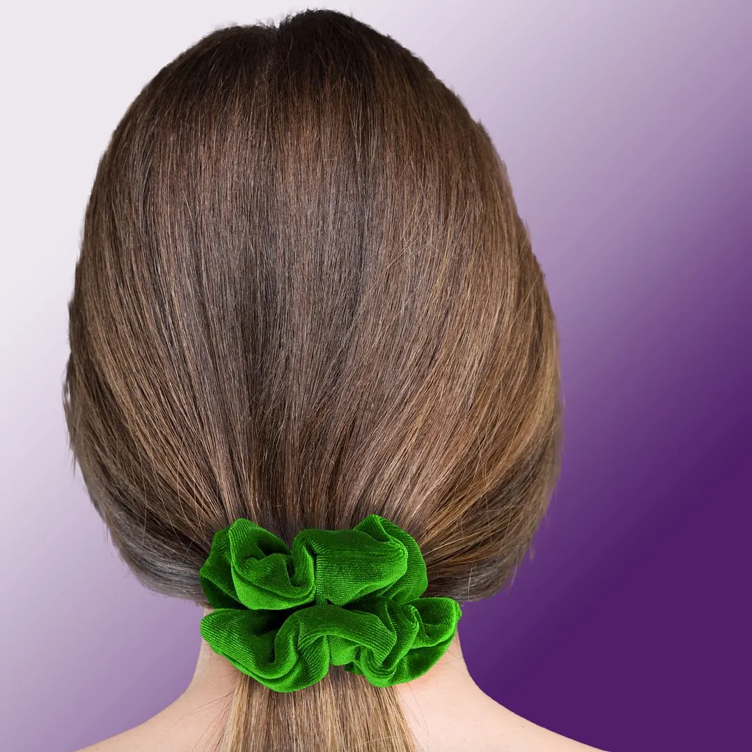 Plush Velvet Scrunchie Available in 3 Sizes Made in the USA Kelly Green