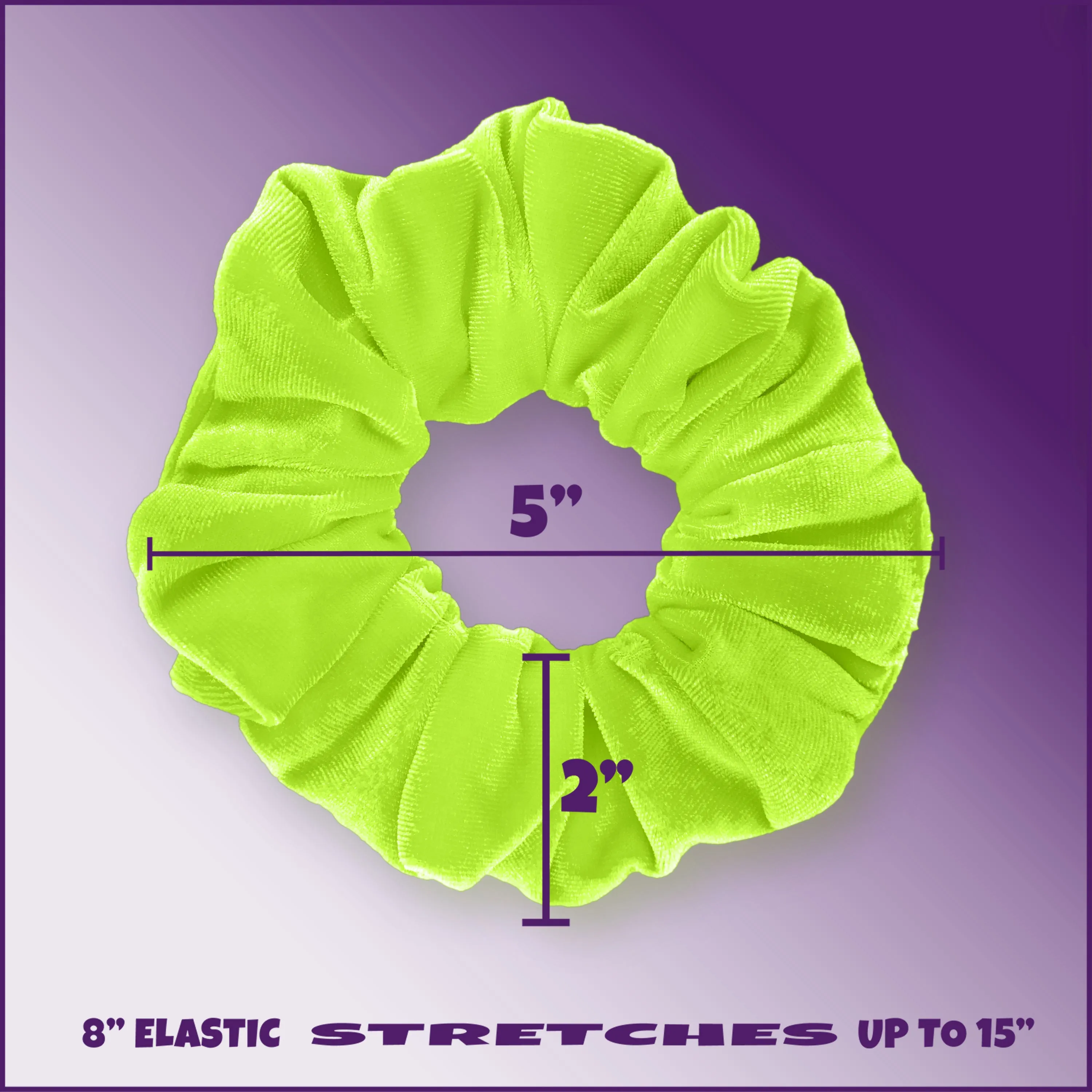 Plush Velvet Scrunchie Available in 3 Sizes Made in the USA Lime