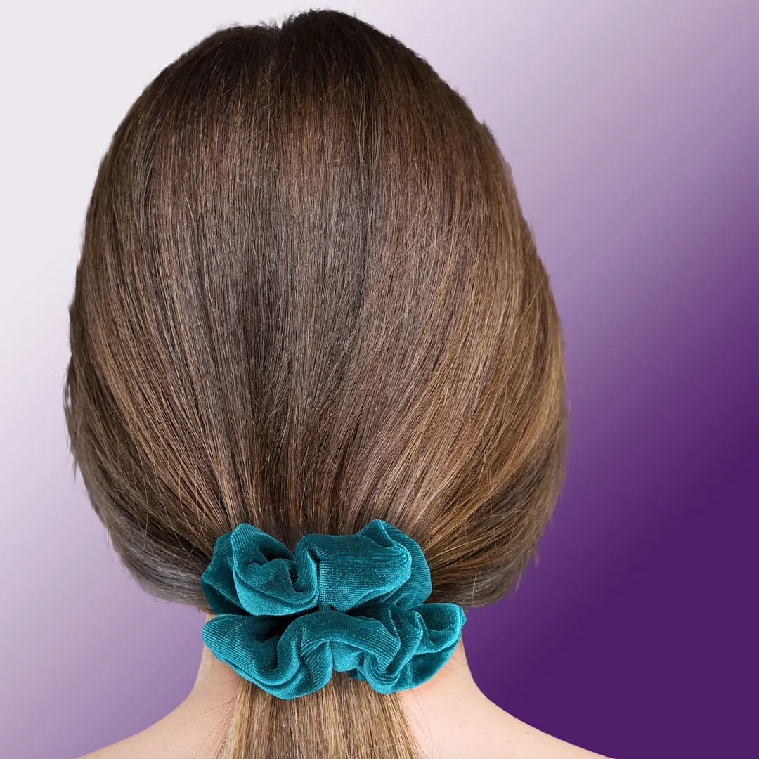 Plush Velvet Scrunchie Available in 3 Sizes Made in the USA Teal Green
