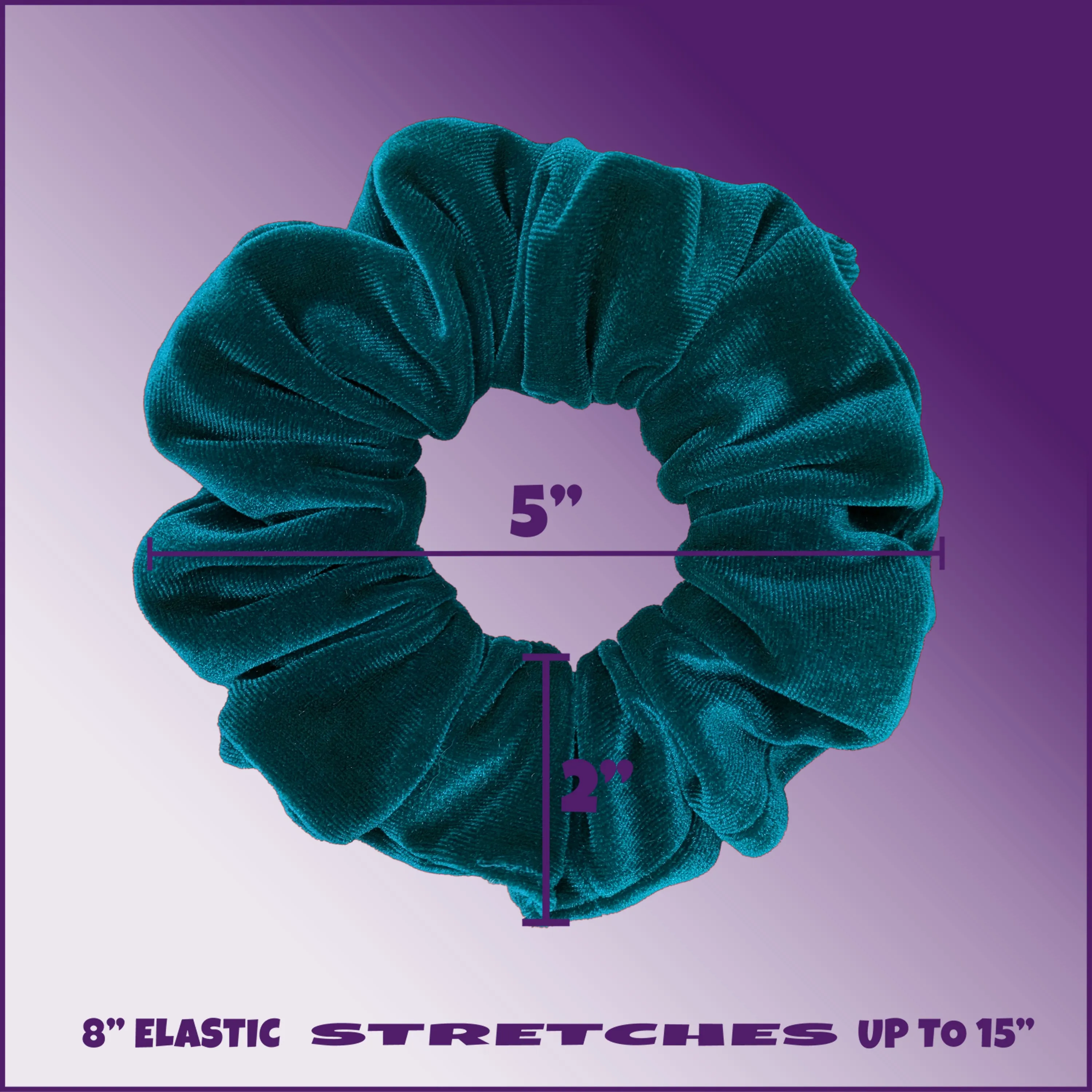 Plush Velvet Scrunchie Available in 3 Sizes Made in the USA Teal Green
