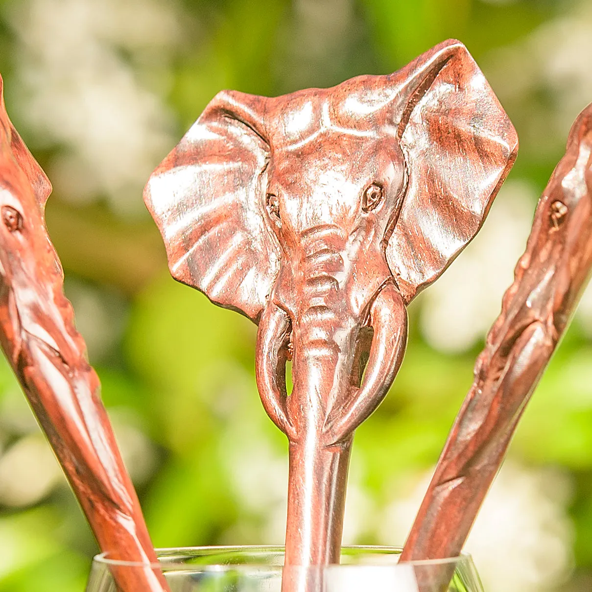 Premium Elephant Head Wooden Single Prong Hair Stick