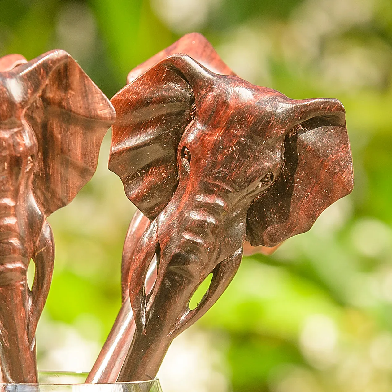 Premium Elephant Head Wooden Single Prong Hair Stick