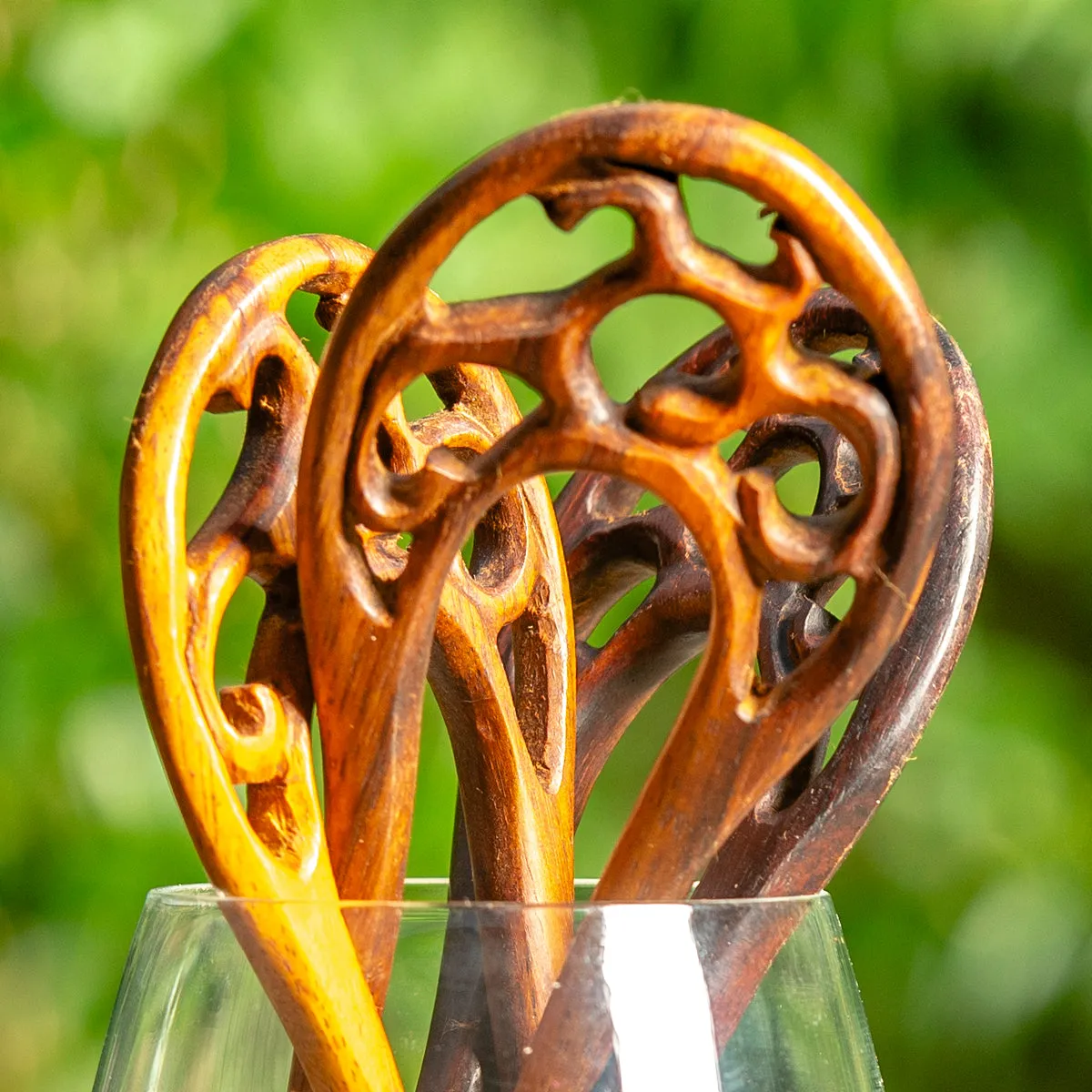 Premium Tree Branch Wooden Double Prong Hair Stick