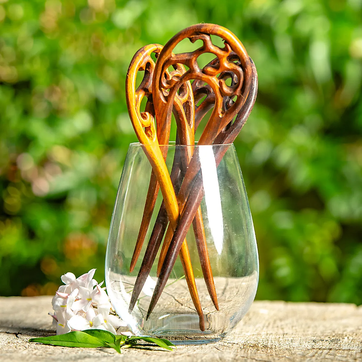 Premium Tree Branch Wooden Double Prong Hair Stick
