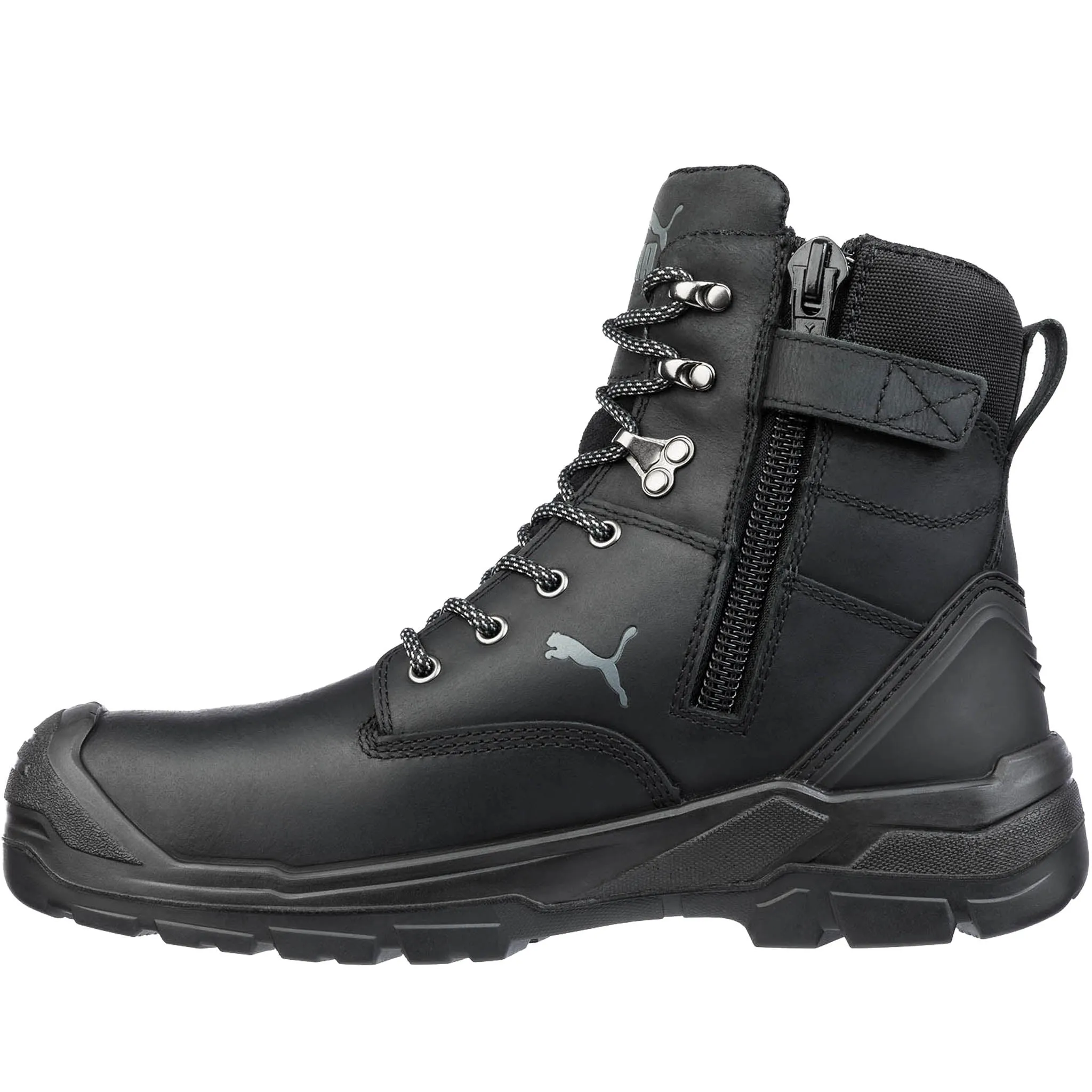 Puma Men's 630905 Conquest  7" Black  Waterproof  Zip Soft Toe Work Boots